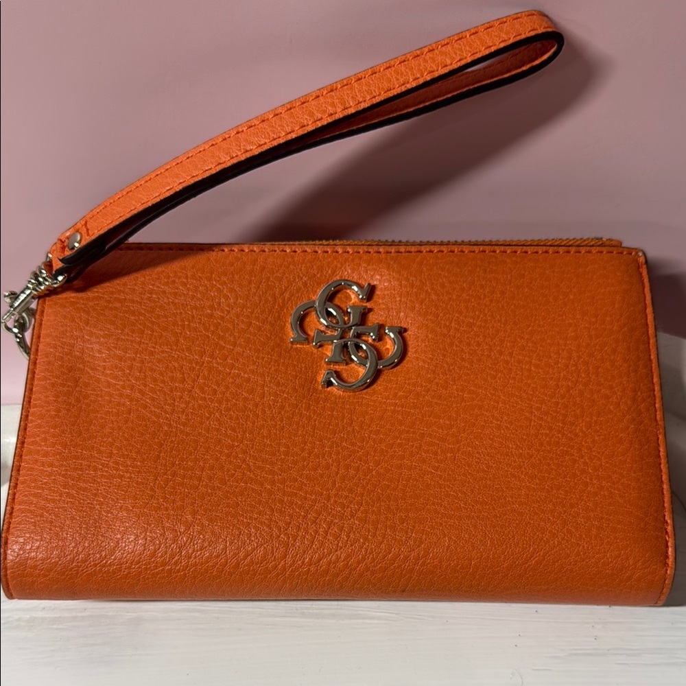 Orange Guess Women's Wristlet / Wallet Metallic Interior